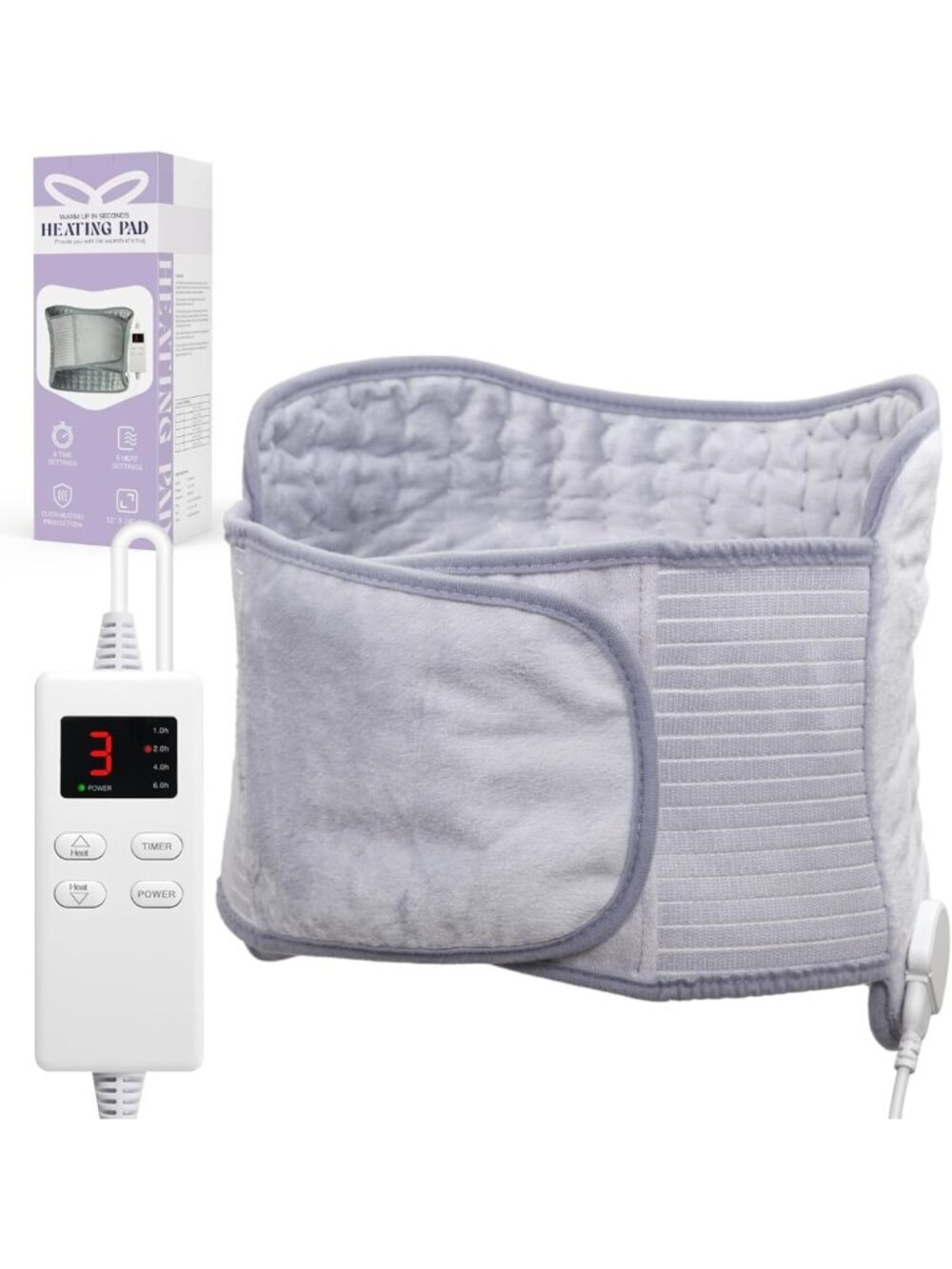 Moist Heating Pad for Back & Shoulder Pain Relief, 6 Heat Levels, Auto-Off Timer